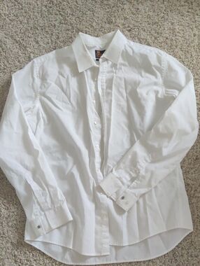 Men's White Long-Sleeve Dress Shirt - Classic Tailored Fit
